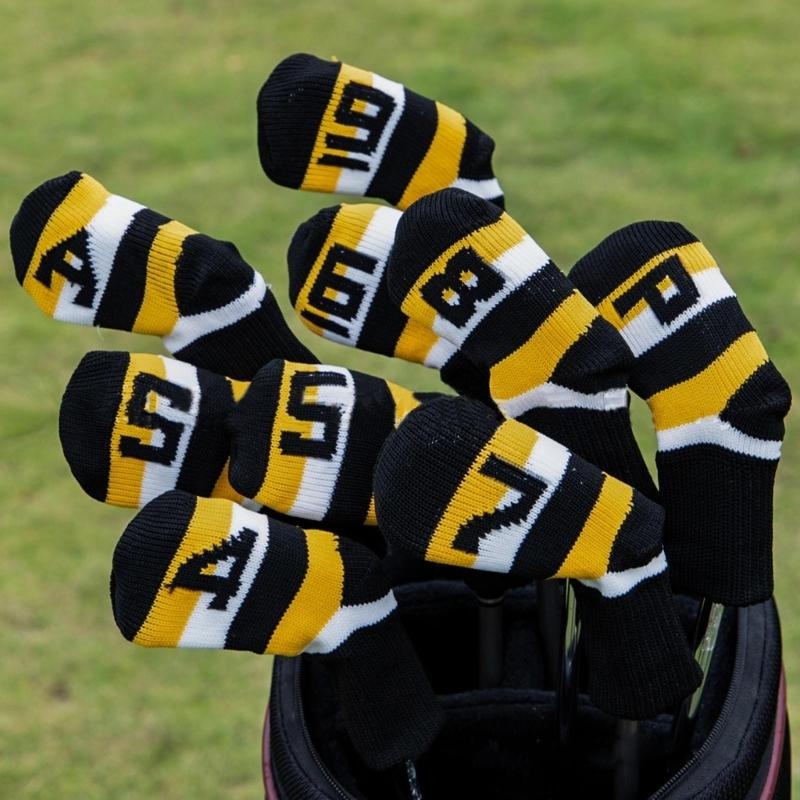 Golf Equipment Kit - 9Pcs Knitted Golf Club Headcover Golf